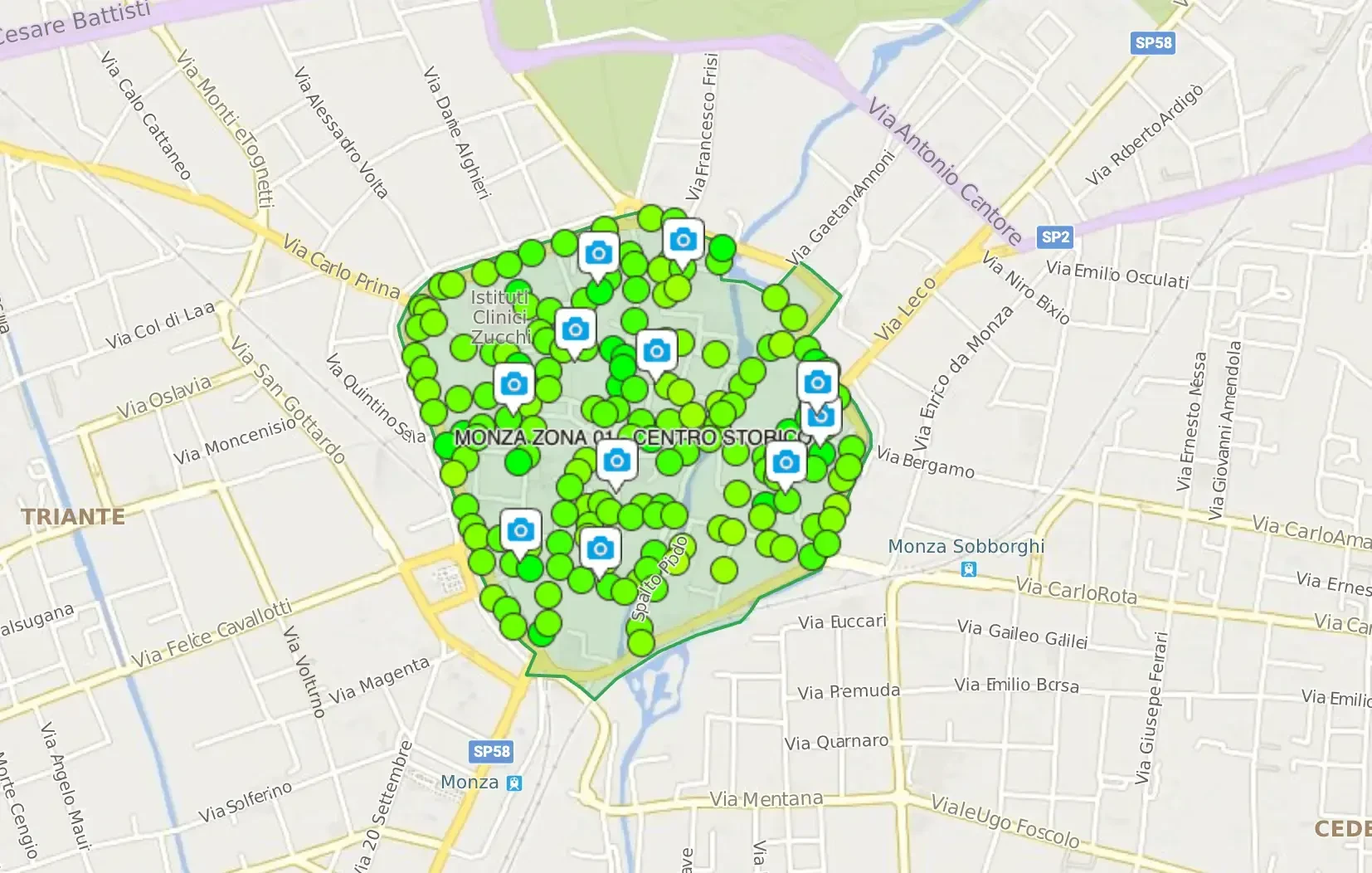 Mappa GPS geolocalizzazione distribuzione volantini – Monza
